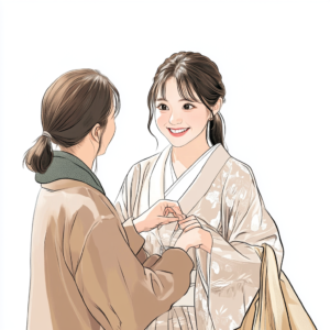 振袖選びをする女性