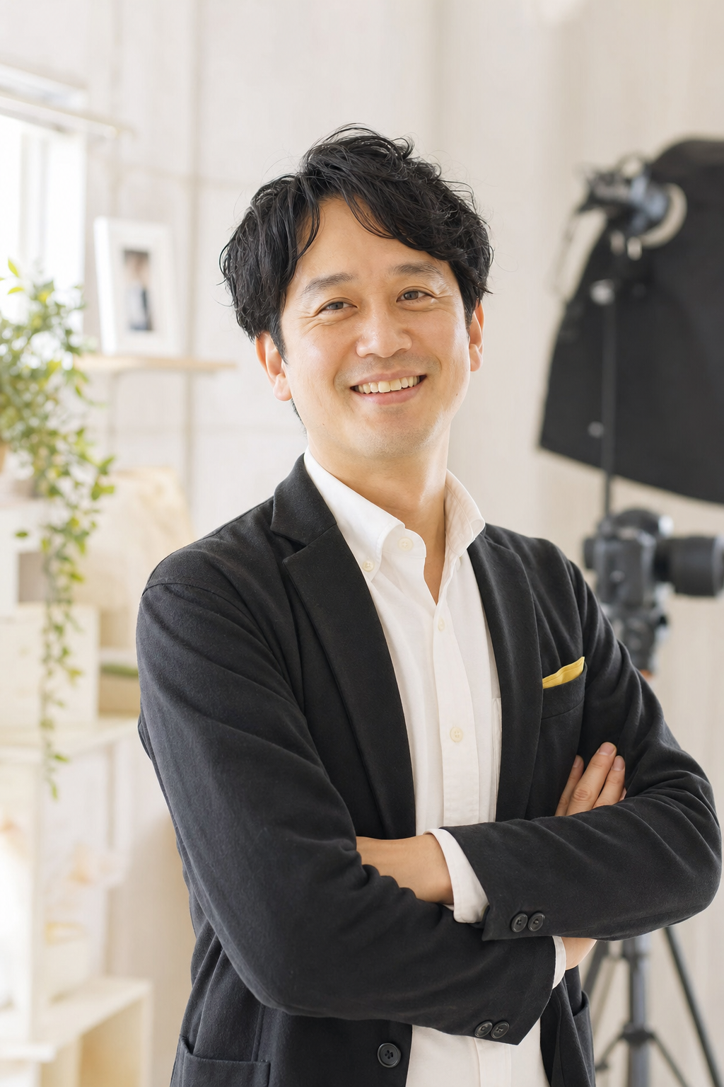 スタッフをサポートする男性マネージャーの仮写真